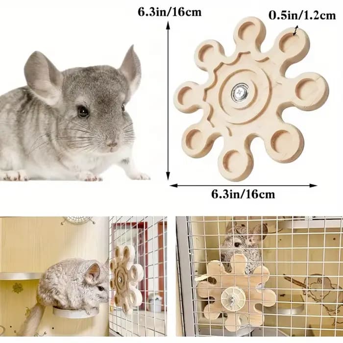 Chinchilla – jouet à mâcher rotatif en bois, Spinner interactif pour la santé des dents, Cage suspendue, accessoire 6.3 pouces, écureuil, Hamster, molaire, jouet amusant