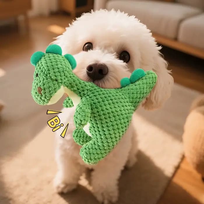 Jouet pour animaux de compagnie en forme de petit dinosaure mignon qui émet des sons, compagnon en peluche doux pour dormir, interactif, anti-ennui, divertissement personnel, adapté pour les chiots et