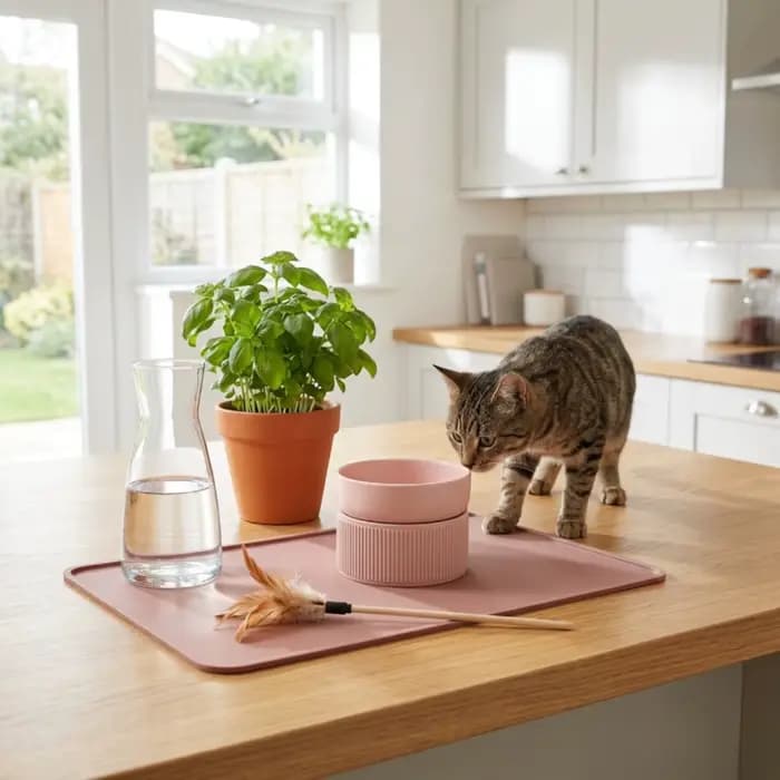Bols en céramique pour nourriture et eau pour chat, faciles à nettoyer, double bol en céramique pour chat, station d'alimentation surélevée pour chatons