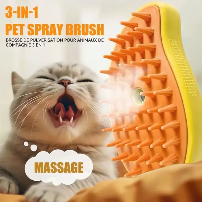 Brosse vapeur 3 en 1 pour chat, brosse à vapeur pour toilettage, pulvérisateur électrique pour Massage des chiens et des animaux de compagnie, nettoyage des cheveux, peignes de Massage