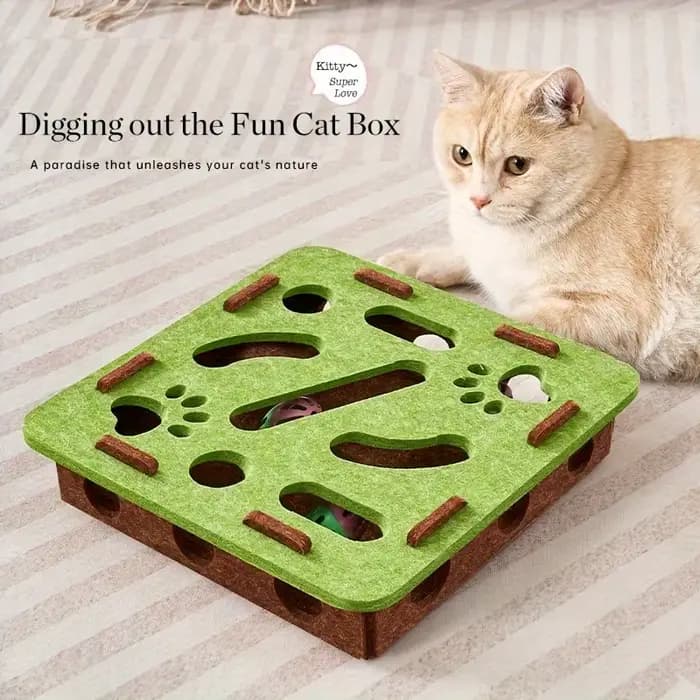 Buster d'auto-entretien pour chat : boîte de labyrinthe interactive avec planche à gratter
