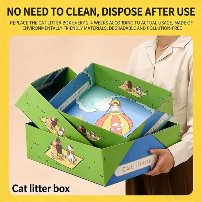 KXRE – bac à litière pliable en papier pour chats