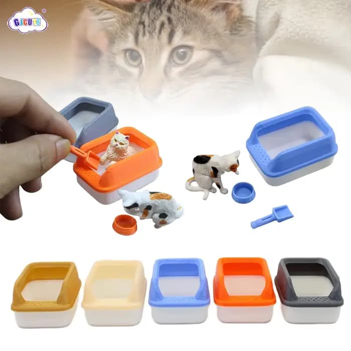 Litière Miniature pour Chat, Maison de Courses, Modèle de Mini Pelle, Fournitures pour Animaux de Compagnie, Beurre, Bricolage, Accessoires de Décoration, Jouet, 3 Pièces/Ensemble, 1:12