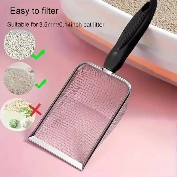 Pelle à litière pour chat en acier inoxydable avec poignée ergonomique – Durable et facile à nettoyer