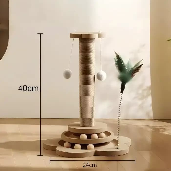 Jouet pour chat en bois massif, plateau tournant pour chat, boules de bâton amusantes, planche à gratter en Sisal Durable, fournitures pour chat, colonne de préhension pour chat