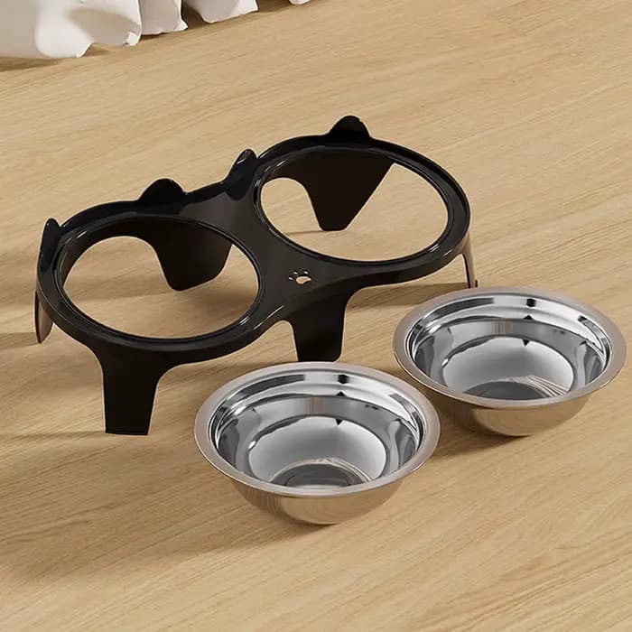 Bol de nourriture et d'eau pour chat en acier inoxydable