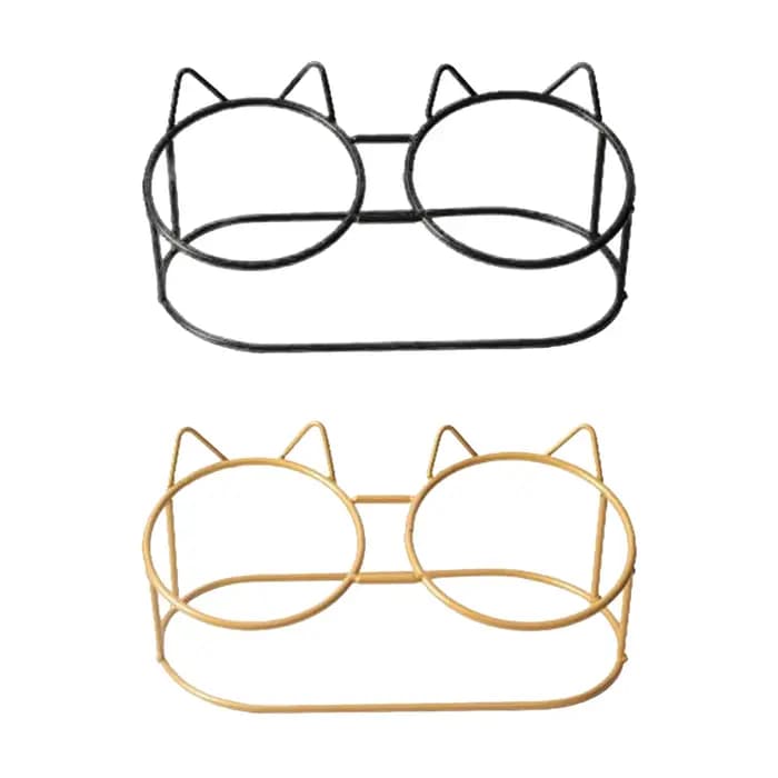 Support surélevé de bols de chat rétro