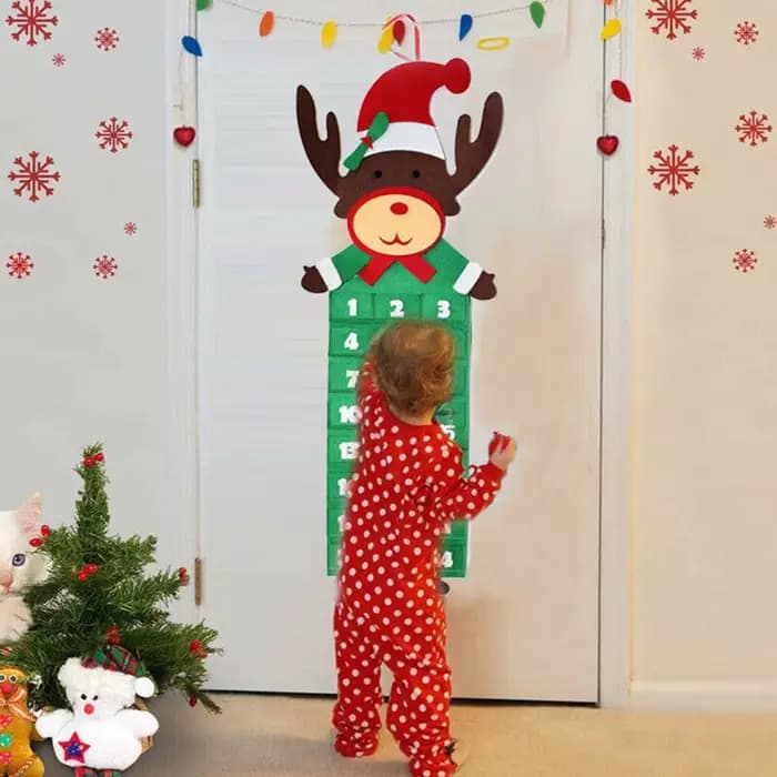 Calendrier de l'Avent de Noël réutilisable avec poches pour 24 jours
