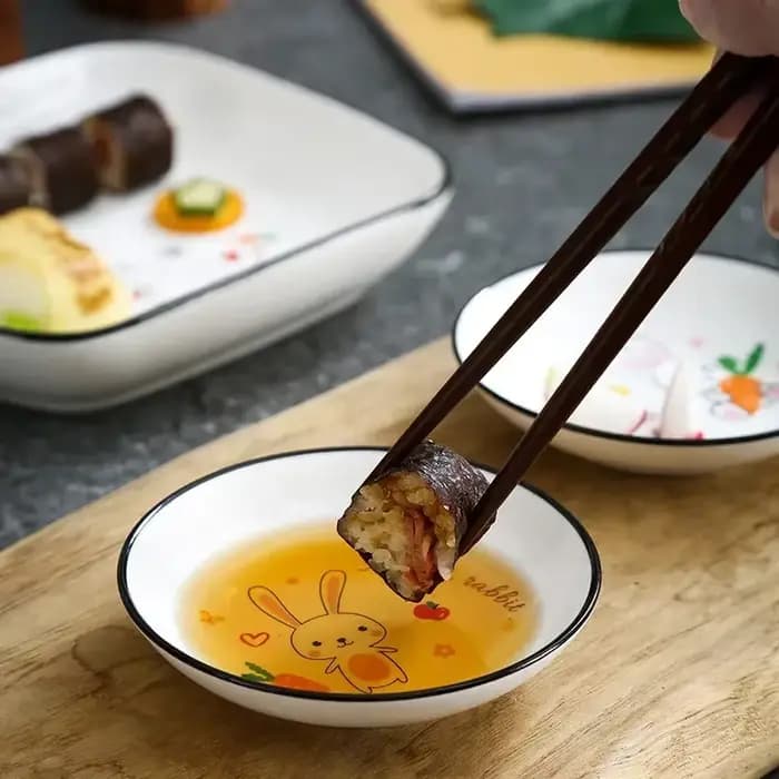Plat d'assaisonnement en céramique chat mignon, cuisine créative, petit bol à Sauce, assiette à tremper domestique, plats de collation créatifs pour vinaigre soja