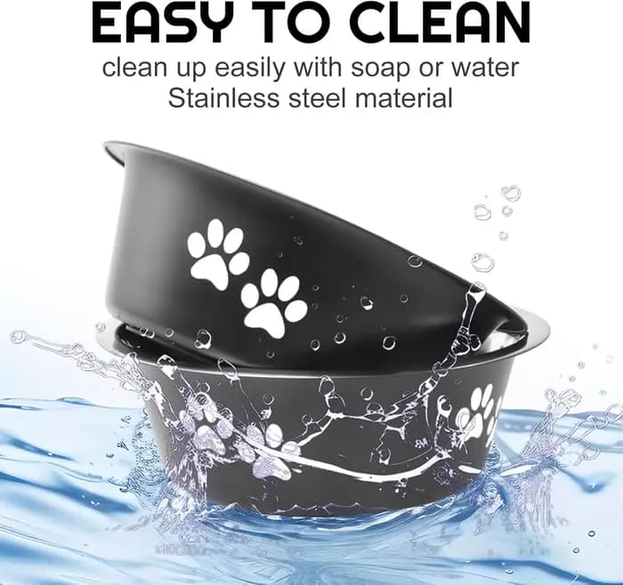 Lot de 2 gamelles pour animaux de compagnie en acier inoxydable
