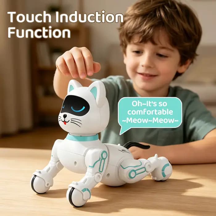 Nouveau Chat Mécanique Intelligent Télécommandé pour Enfants, Robot Électrique Garçon, Jouet Interactif Programmable pour Enfants, Cadeau