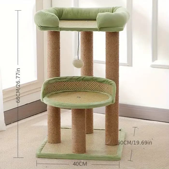 Arbre à chat de luxe à 2 niveaux avec postes à gratter en Sisal