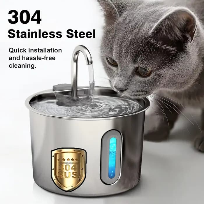 Fontaine d'eau en acier inoxydable pour chat et chien