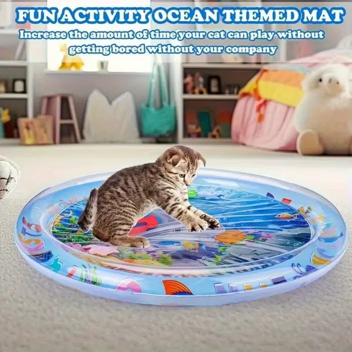 Tapis de jeu aquatique interactif pour chats et chiens - Jouet poisson flottant, centre d'activités pour animaux de compagnie résistant aux éclaboussures pour le plaisir en intérieur, stimulation ment