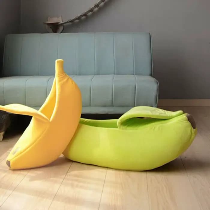 Lit pour chat banane, maison drôle et confortable