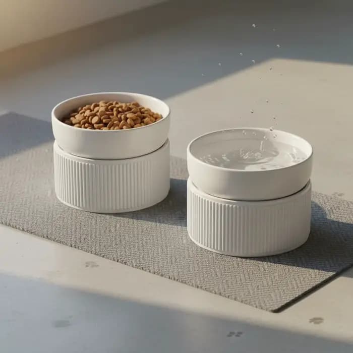 Bols en céramique pour nourriture et eau pour chat, faciles à nettoyer, double bol en céramique pour chat, station d'alimentation surélevée pour chatons