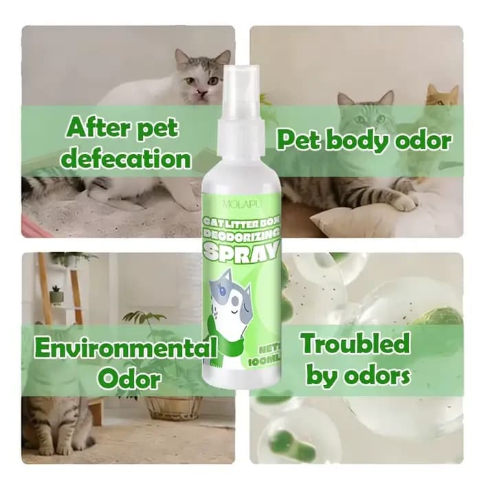 Spray désodorisant pour litière pour chat - Désodorisant multi-usages