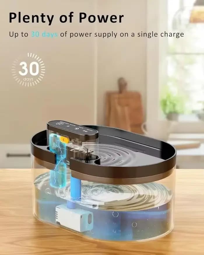 Fontaine à eau sans fil pour chat de 2,2 L, fonctionne sur piles, fontaine à eau automatique pour animaux de compagnie avec capteur de mouvement, distributeur d'eau pour chien et chat