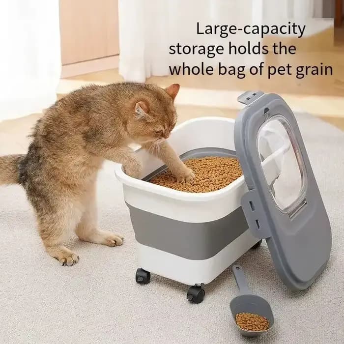 Conteneur de stockage hermétique pliable pour aliments pour animaux de compagnie avec couvercle