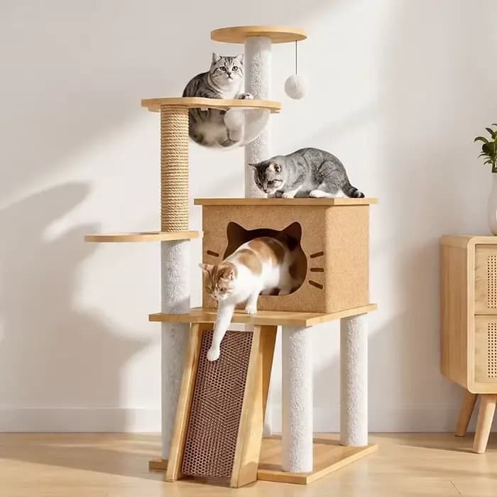 Arbre à chat avec poteaux à gratter