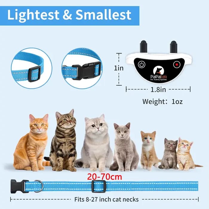 Collier pour chat anti-meow intelligent – 3 modes (son/vibration/choc)