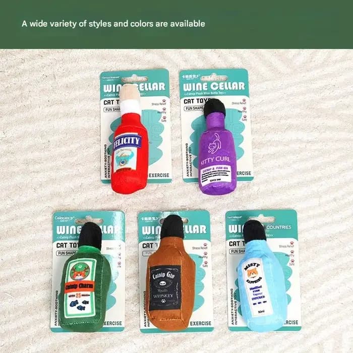 2 Pièces, Jouet en Peluche pour Chat en Forme de Bouteille de Vin avec Catnip et Papier Froissé