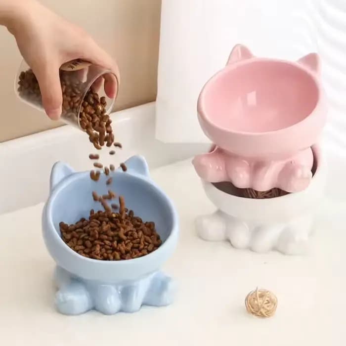Bol en céramique mignon pour chat avec pieds surélevés