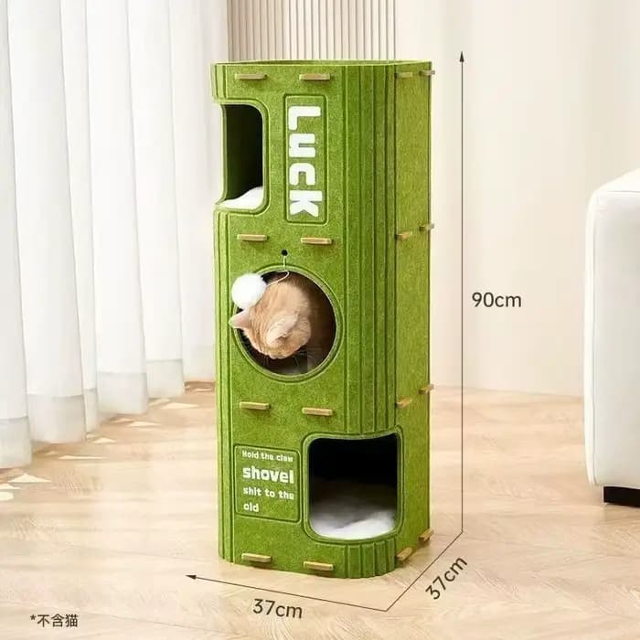 Lit pour chat en feutre vert - Arbre