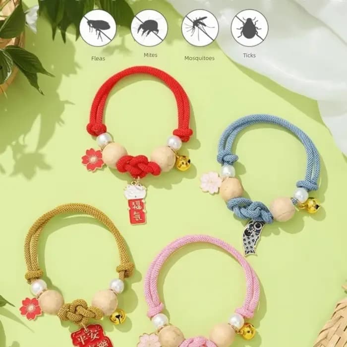 Collier anti-puces ethnique pour chat avec clochettes
