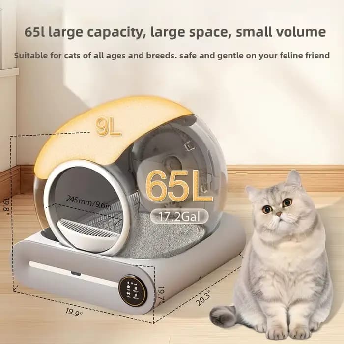 Bac à litière automatique pour chat de 65 l