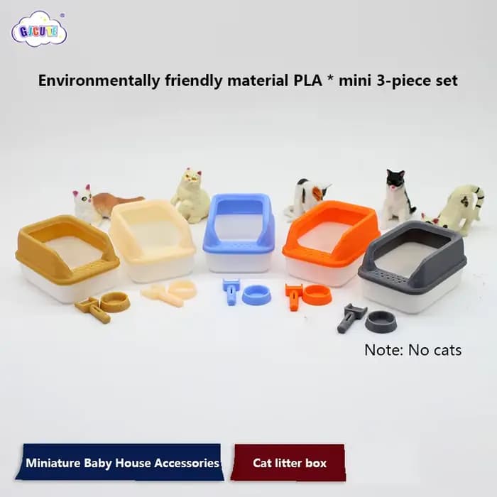 Litière Miniature pour Chat, Maison de Courses, Modèle de Mini Pelle, Fournitures pour Animaux de Compagnie, Beurre, Bricolage, Accessoires de Décoration, Jouet, 3 Pièces/Ensemble, 1:12