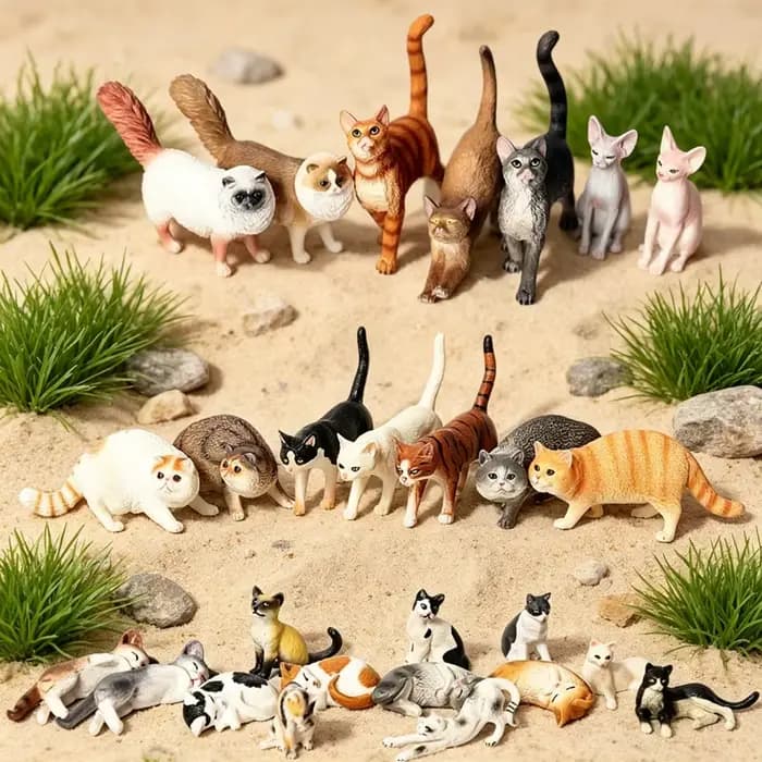 Figurines de chat persan siamois peintes à la main