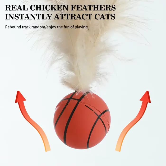 Balle interactive auto-amusante pour chat, balle rebondissante en plumes d'intérieur, balle de flutter pour animaux de compagnie à rebond élevé, accessoires pour animaux de compagnie
