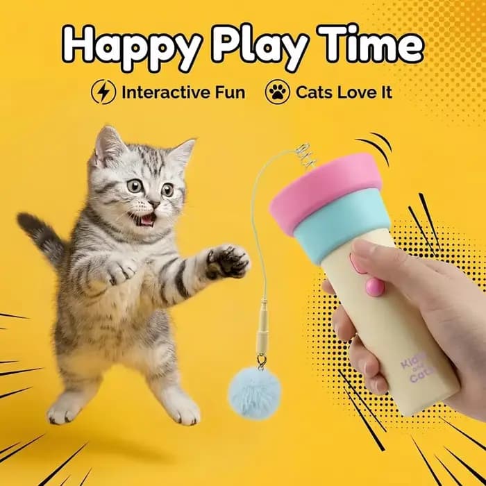Jouet lanceur électrique pour chat rechargeable par USB, avec corde rétractable, pour soulager l'ennui, baguette interactive pour chat, jouets intelligents pour chat