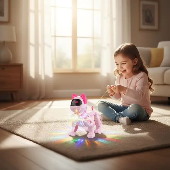 Robot chat électrique interactif avec laisse