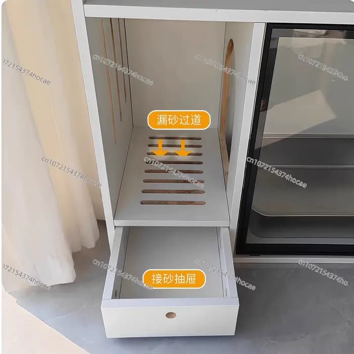 Armoire de toilette pour chat en bois massif