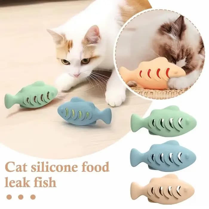 Jouet pour chat en silicone en forme de poisson