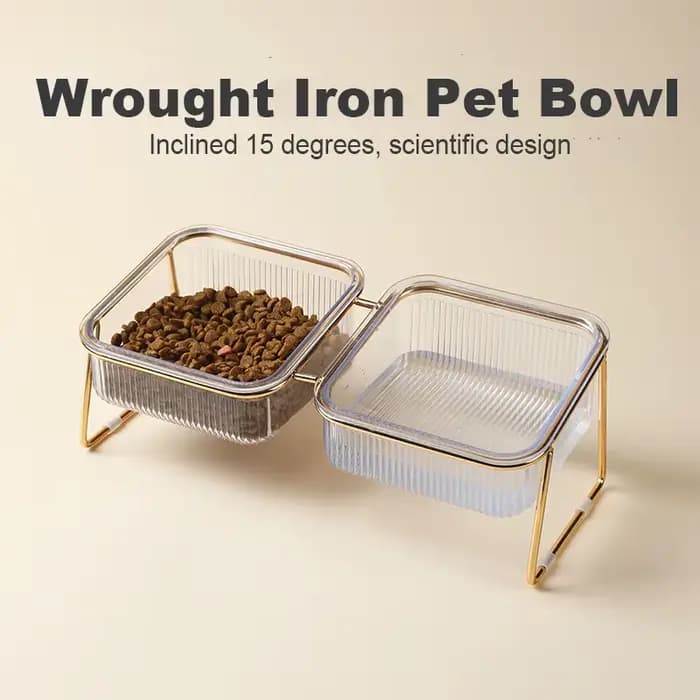 Double bol Transparent pour animaux de compagnie