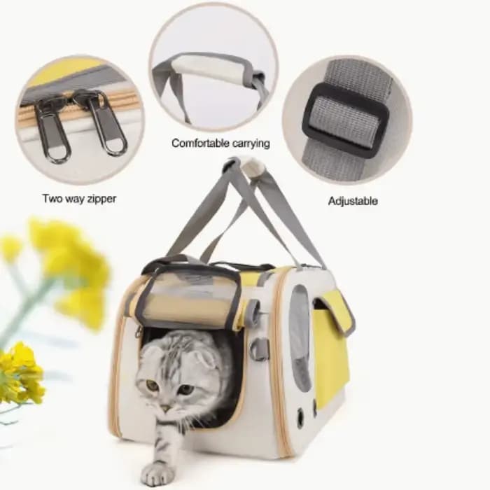 Sac de transport pliable pour animaux de compagnie, approuvé par les compagnies aériennes, pour petits chiens, chats, lapins, chiots - Sac de voyage en tissu Oxford durable avec ventilation