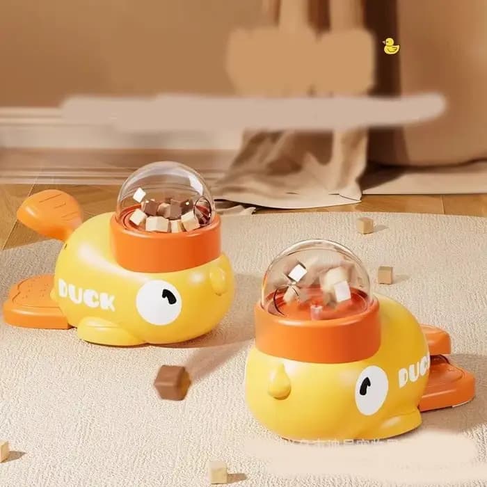 Distributeur interactif de friandises pour animaux de compagnie en forme de petit canard jaune