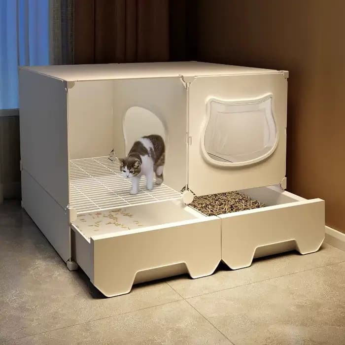  Grande bac à litière de luxe pour chat avec côtés hauts