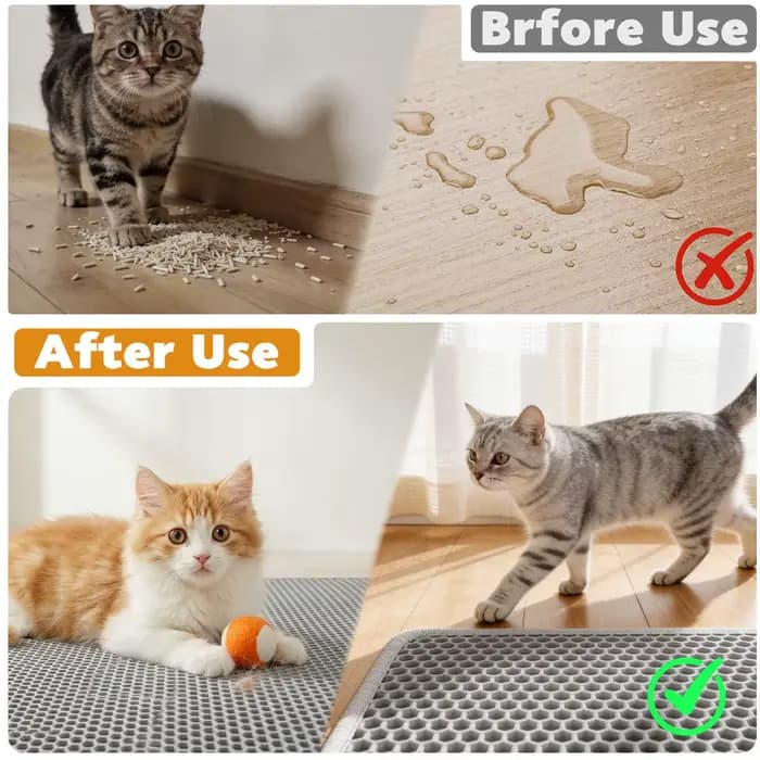 Tapis de litière pour chat Double couche antidérapant pour animaux de compagnie