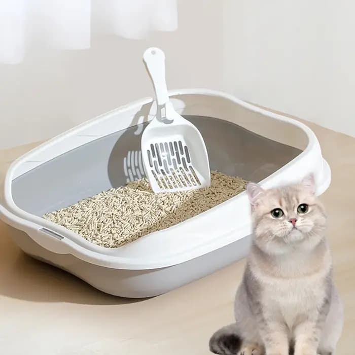 Bac à litière semi-fermé anti-éclaboussures pour chat, grande toilette pour chaton, fournitures de nettoyage, grand bac à excréments pour chat, accessoires pour animaux de compagnie