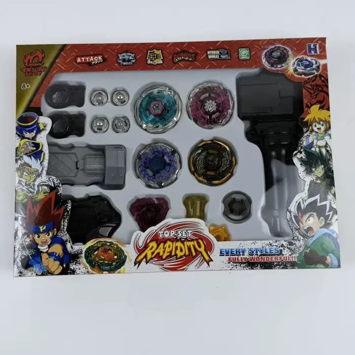 Ensemble de combat multijoueur SPINNING TOP 4D Metal Fusion, comprenant 2 lanceurs et 4 toupies – le jouet de combat ultime pour les enfants