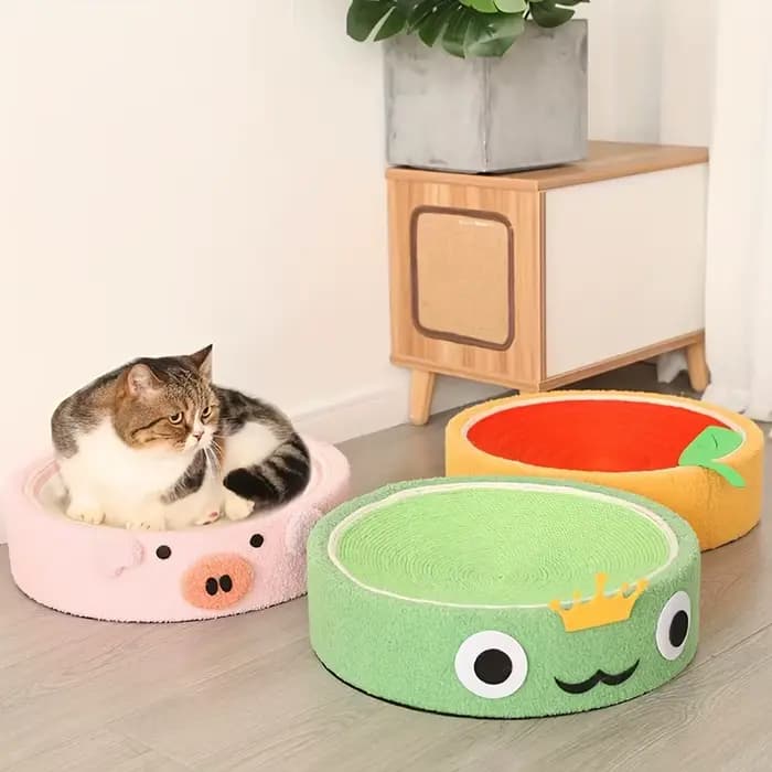 Tapis à gratter rond pour chat en sisal, griffoir 2-en-1, maison pour chat, jouet d'entraînement pour affûter les griffes, accessoires pour meubles