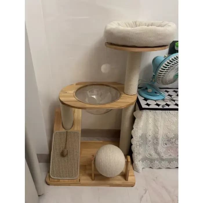 Maison pour chat en bois moderne en faux rotin