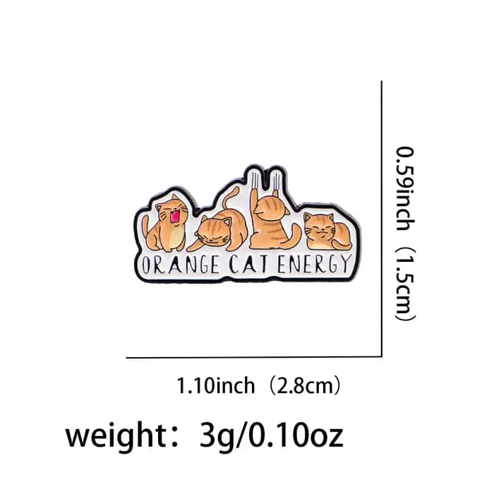 Broche chat ORANGE en émail