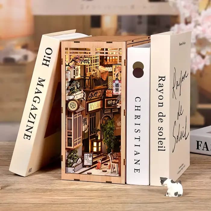 Maison miniature DIY Cat's Alley - Kit de coin livre en bois 3D