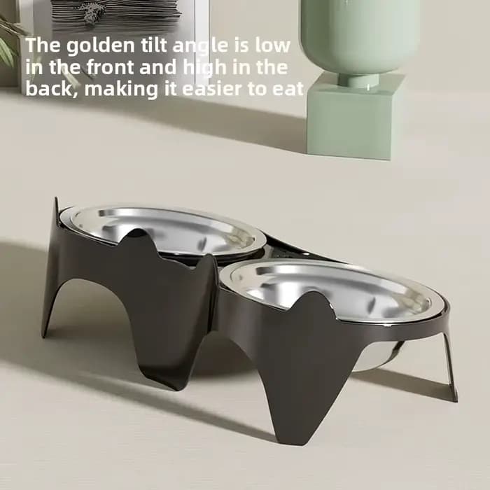 Bol pour nourriture et eau pour chat en acier inoxydable, avec conception anti-inclinaison, grande capacité, conception pour une alimentation facile, adapté aux bols pour chat/chien, 1 pièce
