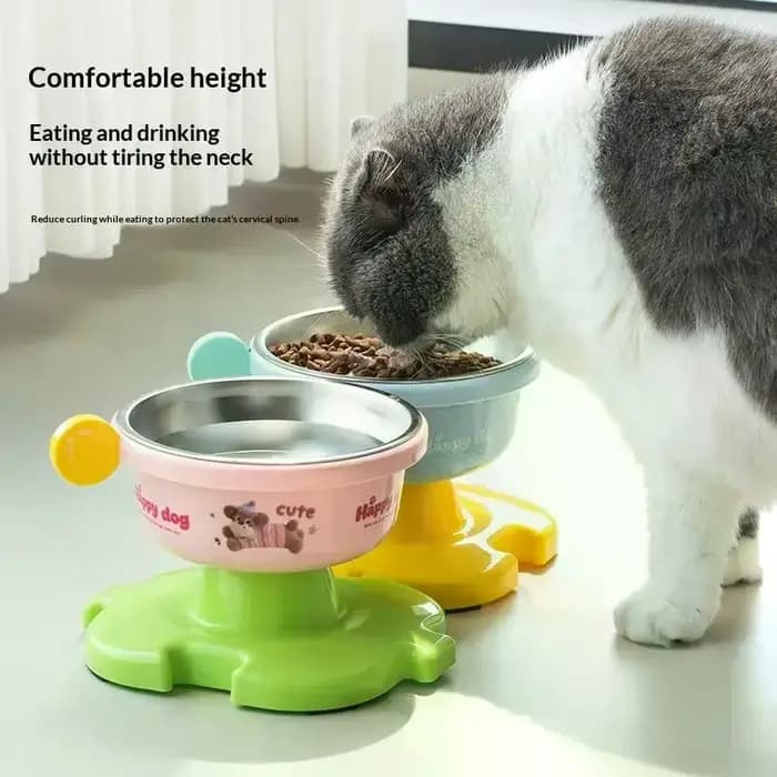 Bol pour animaux de compagnie en acier inoxydable durable avec hauteur réglable et antidérapant pour chats